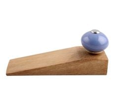 2 Pieces Slate Blue Round Ceramic Wooden Door Stopper